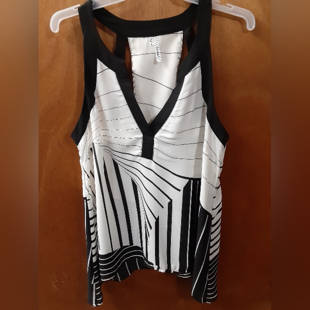 Black and White Striped Women's Top